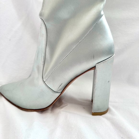 Light Blue Silk Stuart Weitzman Sock Booties Women's US size 9 - Picture 2 of 8